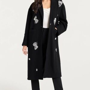 Elegant Black Embellished Women's Coat